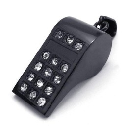 Collier Avec Pendentif Sifflet En Titane Pur Noir Pour Homme (Neuf)