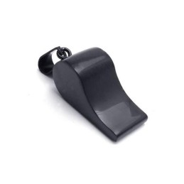 Collier Avec Pendentif Sifflet En Titane Pur Noir Pour Homme (Neuf)