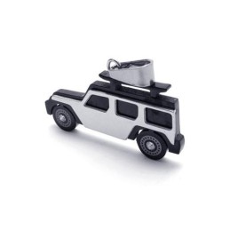Collier Avec Pendentif Jeep En Titane Pur Et Argent Noir Pour Homme