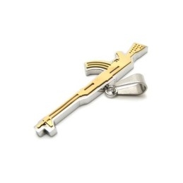 Collier Avec Pendentif Fusil Ak47 En Titane Pur Doré Pour Homme