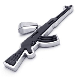 Collier Avec Pendentif Fusil Ak47 En Titane Pur Doré Pour Homme