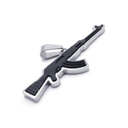 Collier Avec Pendentif Fusil Ak47 En Titane Pur Doré Pour Homme