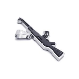 Collier Avec Pendentif Fusil Ak47 En Titane Pur Doré Pour Homme