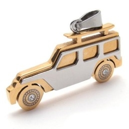 Collier Avec Pendentif Jeep En Titane Pur Doré Pour Homme