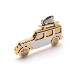 Collier Avec Pendentif Jeep En Titane Pur Doré Pour Homme