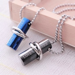 Collier Pendentif En Titane Avec Inscription « Love Forever Sweetheart Embrace »