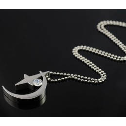 Collier Pendentif Lune Et Étoile En Titane Avec Zircon
