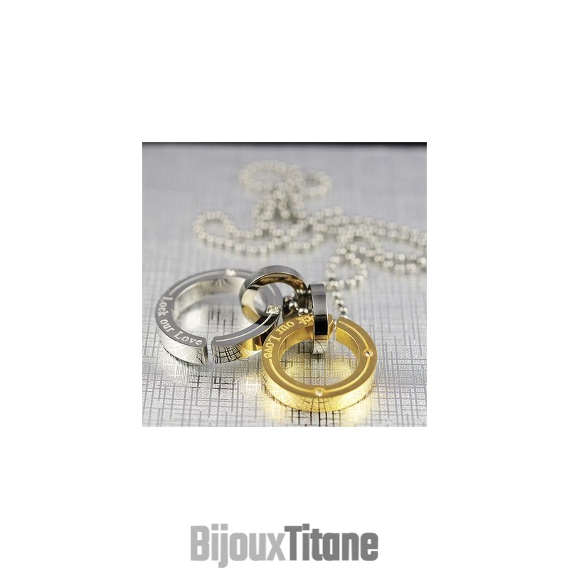 Pendentif En Titane Lock Our Love Sweetheart Lovers Circle