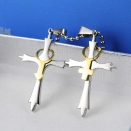 Collier Pendentif Croix En Titane Avec Symboles Masculins Et Féminins Pour Hommes Et Femmes