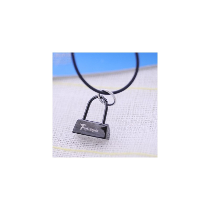Collier Pendentif En Titane Avec Cadenas Noir Tendance, Verset Biblique Et Croix Collier Pendentif En Titane Avec Cadenas Noir Tendance, Verset Biblique Et Croix