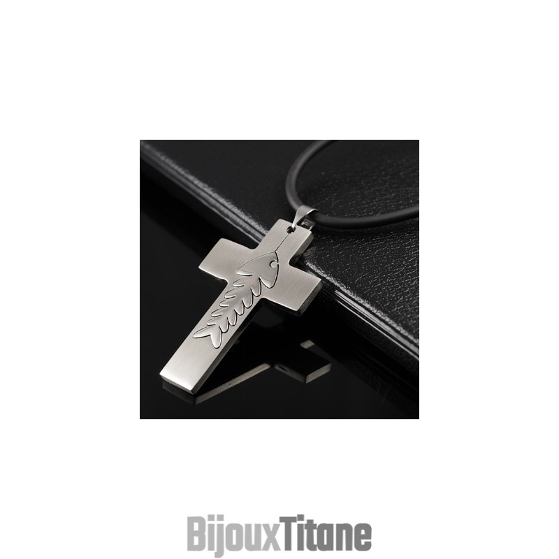 Collier Pendentif Croix En Titane En Forme D'Arête De Poisson Tendance Collier Pendentif Croix En Titane En Forme D'Arête De Poisson Tendance