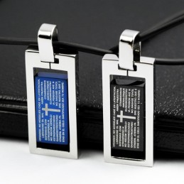 Collier Pendentif En Titane Avec Croix Pie Jesu Et Amoureux
