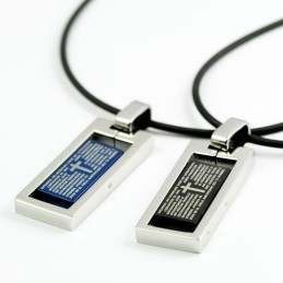 Collier Pendentif En Titane Avec Croix Pie Jesu Et Amoureux