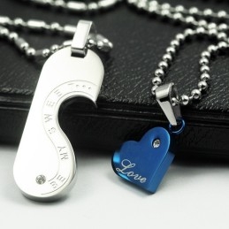 Collier Pendentif En Titane « Be My Sweet Love Sweetheart Lovers »