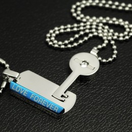 Collier Pendentif En Titane Avec Serrure Et Clé Pour Amoureux