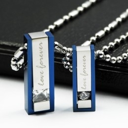 Collier Pendentif En Titane Avec Inscription « Love Forever Sweetheart Lovers »