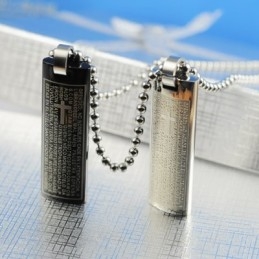 Collier Pendentif En Titane Avec Texte Biblique « Chérie » Et Amoureux