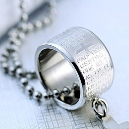 Collier Pendentif En Titane Avec Bague Et Croix Tendance