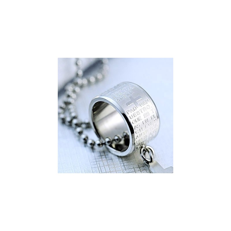 Collier Pendentif En Titane Avec Bague Et Croix Tendance Collier Pendentif En Titane Avec Bague Et Croix Tendance