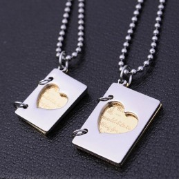 Collier Couple En Titane Lettre D'Amour Exclusive Pour Couple