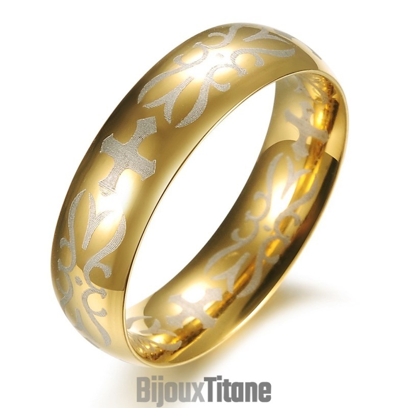Bague En Titane Doré Pour Homme De Qualité Supérieure