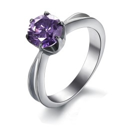 Bague En Titane Pour Femme Avec Diamant Violet, Vendue Dans Le Monde Entier