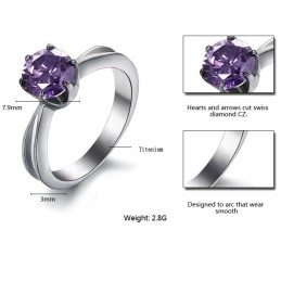 Bague En Titane Pour Femme Avec Diamant Violet, Vendue Dans Le Monde Entier