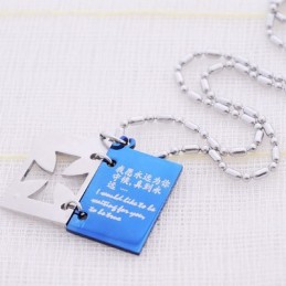 Collier Pendentif Croix En Titane Avec Lettre D'Amour Romantique