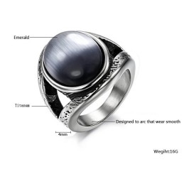 Bague En Titane Émeraude Exagérée Durable À Utiliser