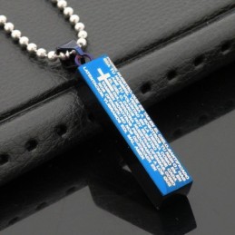 Collier Pendentif En Titane Bleu Cuboïde Tendance Pour Homme