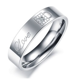 Bague En Titane De Haute Qualité Pour Amoureux Avec Strass