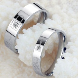 Bague En Titane De Haute Qualité Pour Amoureux Avec Strass