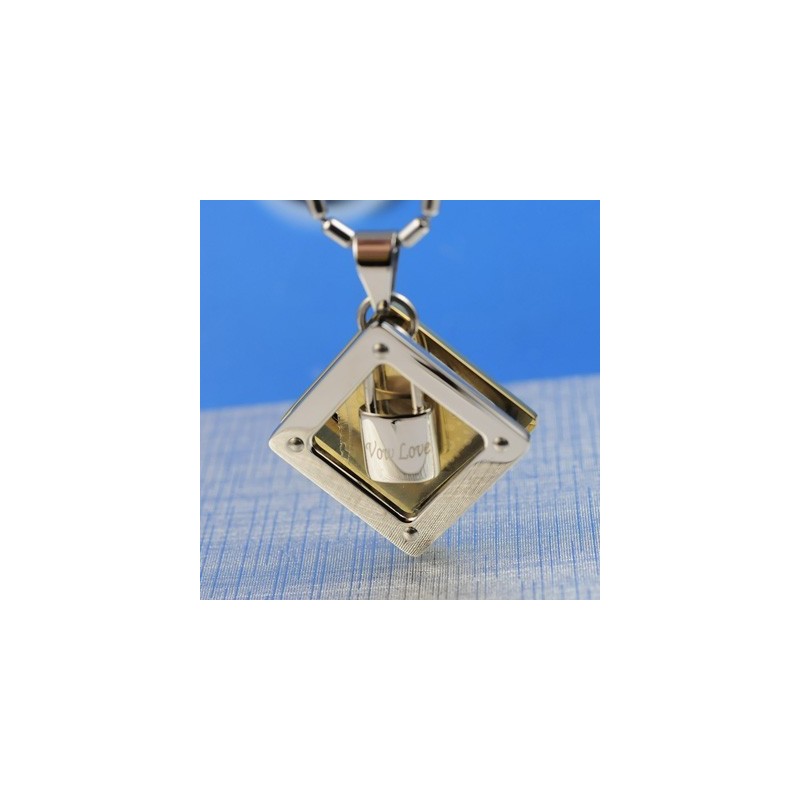 Collier Pendentif En Titane Avec Cadenas En Forme De Cœur Wow Love Collier Pendentif En Titane Avec Cadenas En Forme De Cœur Wow Love