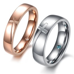 Pour Une Excellente Réputation Au Pays Et À L'Étranger, Bague En Titane Avec Croix Pour Amoureux