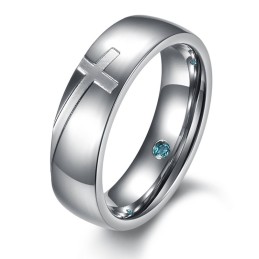 Pour Une Excellente Réputation Au Pays Et À L'Étranger, Bague En Titane Avec Croix Pour Amoureux