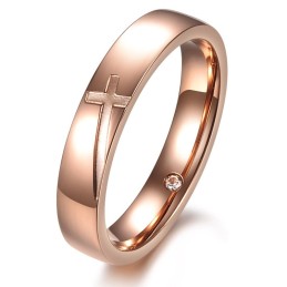 Pour Une Excellente Réputation Au Pays Et À L'Étranger, Bague En Titane Avec Croix Pour Amoureux
