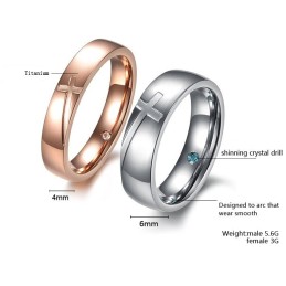 Pour Une Excellente Réputation Au Pays Et À L'Étranger, Bague En Titane Avec Croix Pour Amoureux