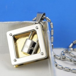 Collier Pendentif En Titane Avec Cadenas En Forme De Cœur Wow Love