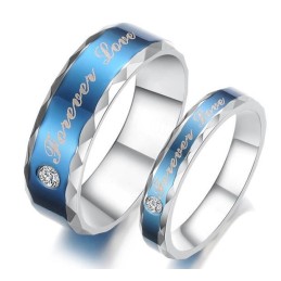Bague En Titane Bleu Durable Pour Les Amoureux