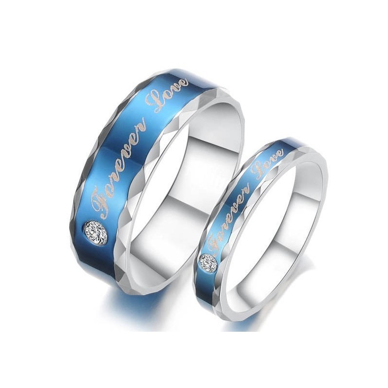 Bague En Titane Bleu Durable Pour Les Amoureux