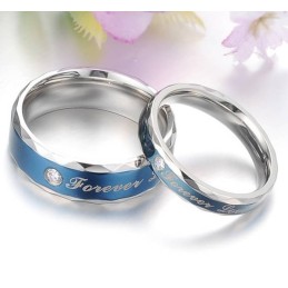 Bague En Titane Bleu Durable Pour Les Amoureux