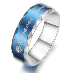 Bague En Titane Bleu Durable Pour Les Amoureux