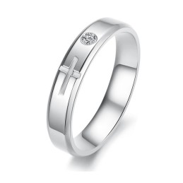 Bague En Titane Avec Croix De Qualité Stable Pour Les Amoureux