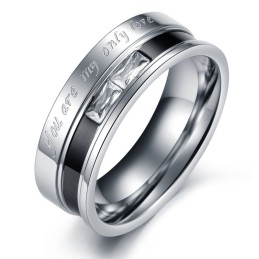 Bague En Titane De Haute Qualité Pour Amoureux Avec Strass
