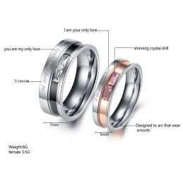 Bague En Titane De Haute Qualité Pour Amoureux Avec Strass