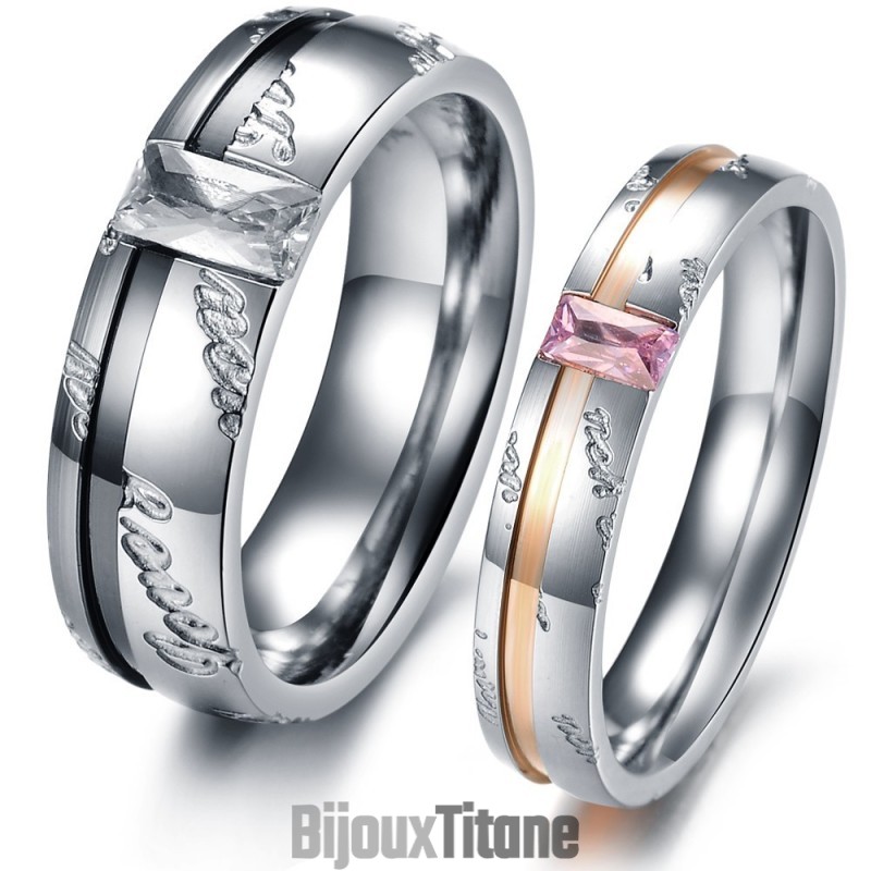 Bague En Titane D'Excellente Qualité Pour Amoureux Avec Strass Bague En Titane D'Excellente Qualité Pour Amoureux Avec Strass
