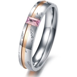 Bague En Titane D'Excellente Qualité Pour Amoureux Avec Strass