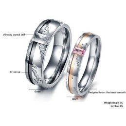 Bague En Titane D'Excellente Qualité Pour Amoureux Avec Strass