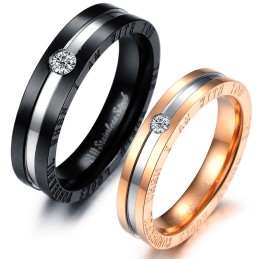 Bague En Titane De Qualité Fiable Pour Les Amoureux Avec Strass