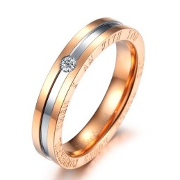 Bague En Titane De Qualité Fiable Pour Les Amoureux Avec Strass